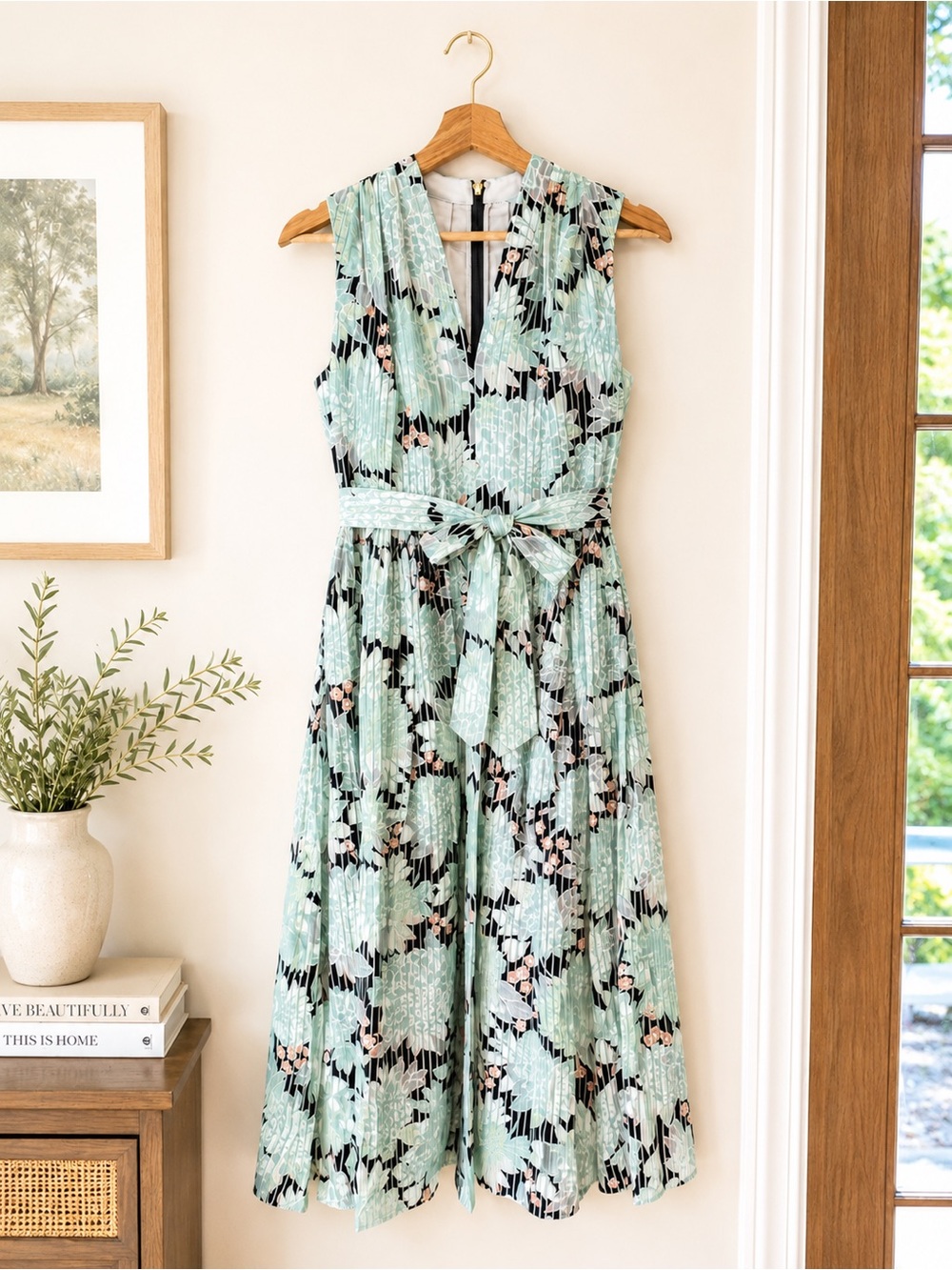 kate spade Mint Green Floral Midi Dress sz 6 - Picture 2 of 11